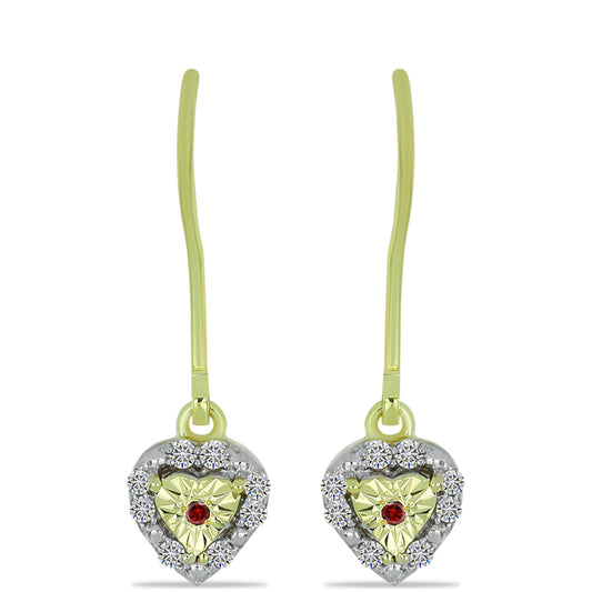 Goldplattierte Silberohrringe mit rotem Diamant und weißem Diamant