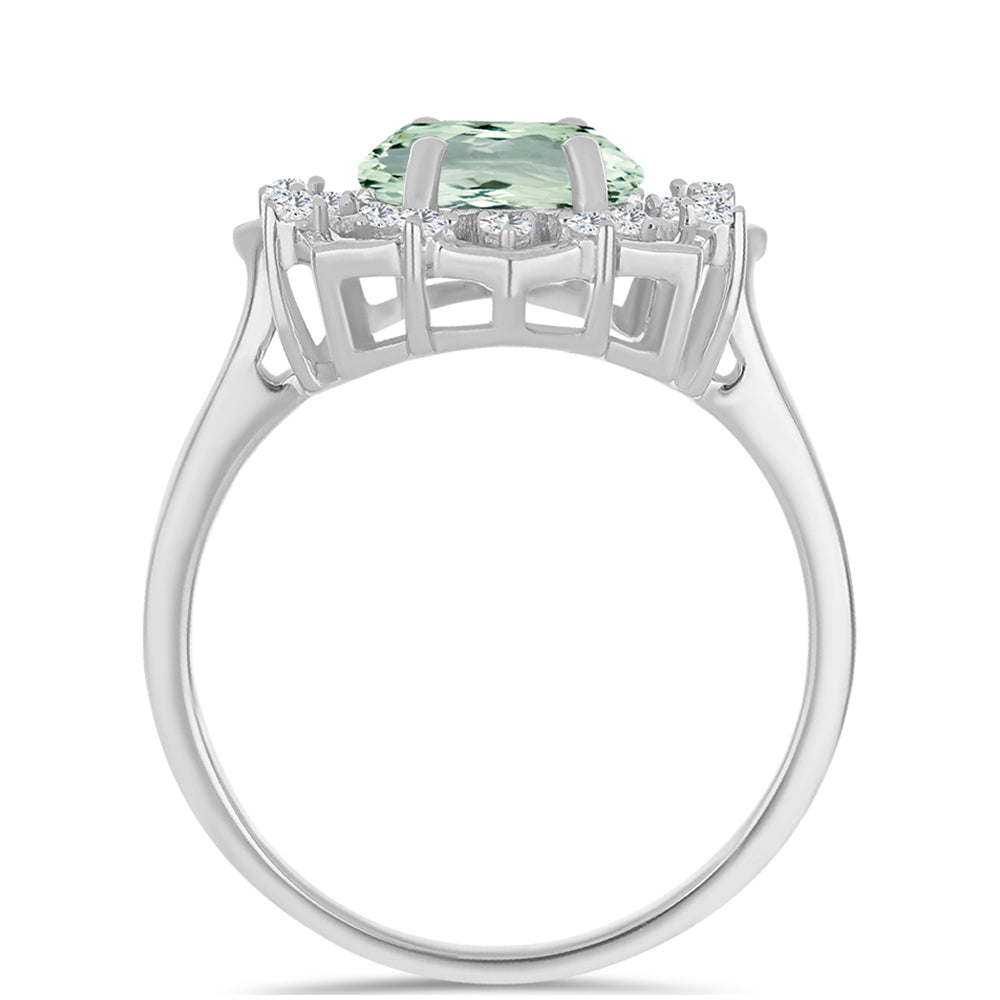 Silberring mit grünem Amethyst und weißem Topas 2 