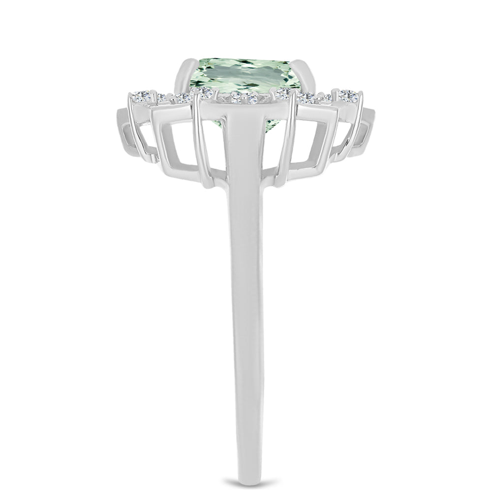 Silberring mit grünem Amethyst und weißem Topas 4 