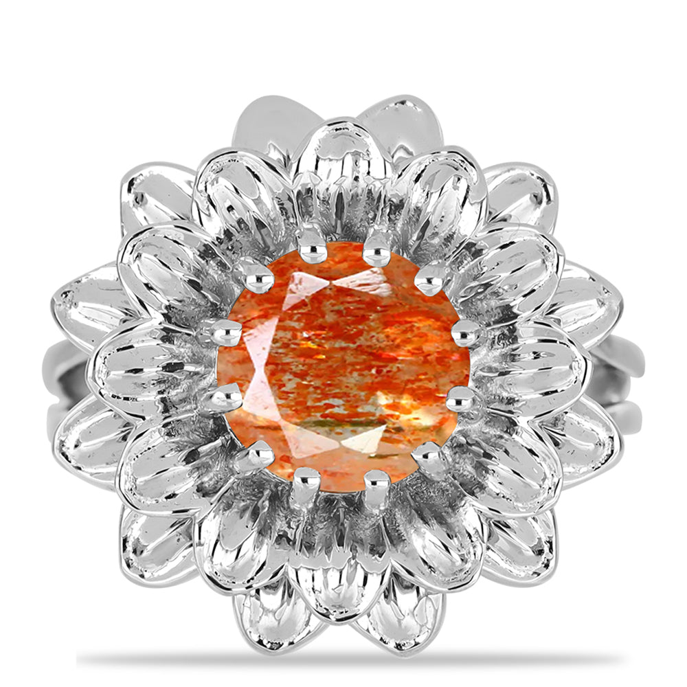 Silberring mit Sonnenstein aus Oregon