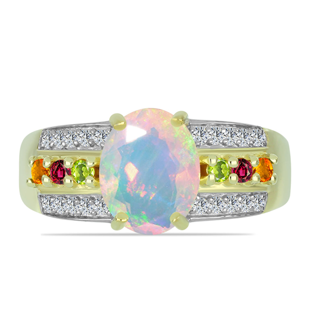 Goldplattierter Silberring mit Welo-Opal und Chakra Turmalin 2 