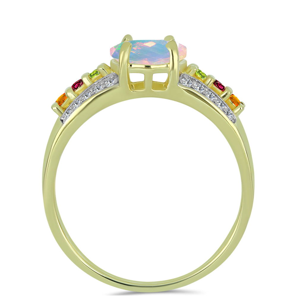 Goldplattierter Silberring mit Welo-Opal und Chakra Turmalin 3 