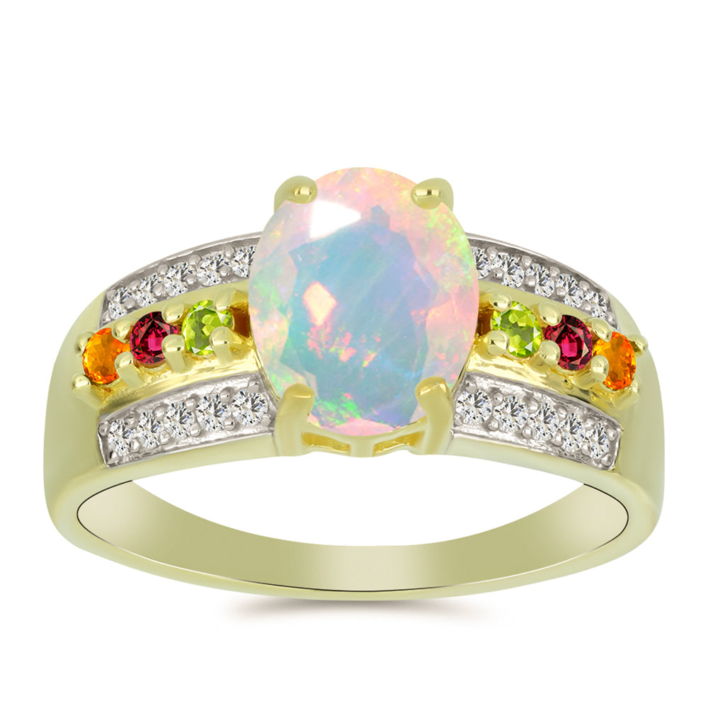 Goldplattierter Silberring mit Welo-Opal und Chakra Turmalin 1 