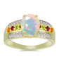 Goldplattierter Silberring mit Welo-Opal und Chakra Turmalin