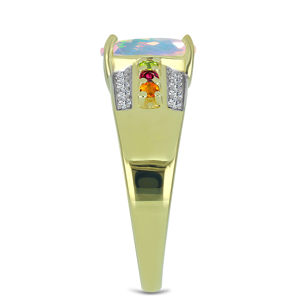 Goldplattierter Silberring mit Welo-Opal und Chakra Turmalin