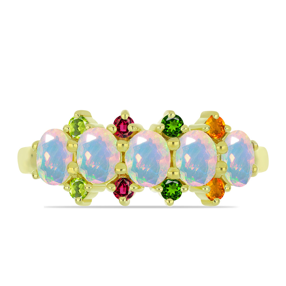 Goldplattierter Silberring mit Welo-Opal und Chakra Turmalin 2 