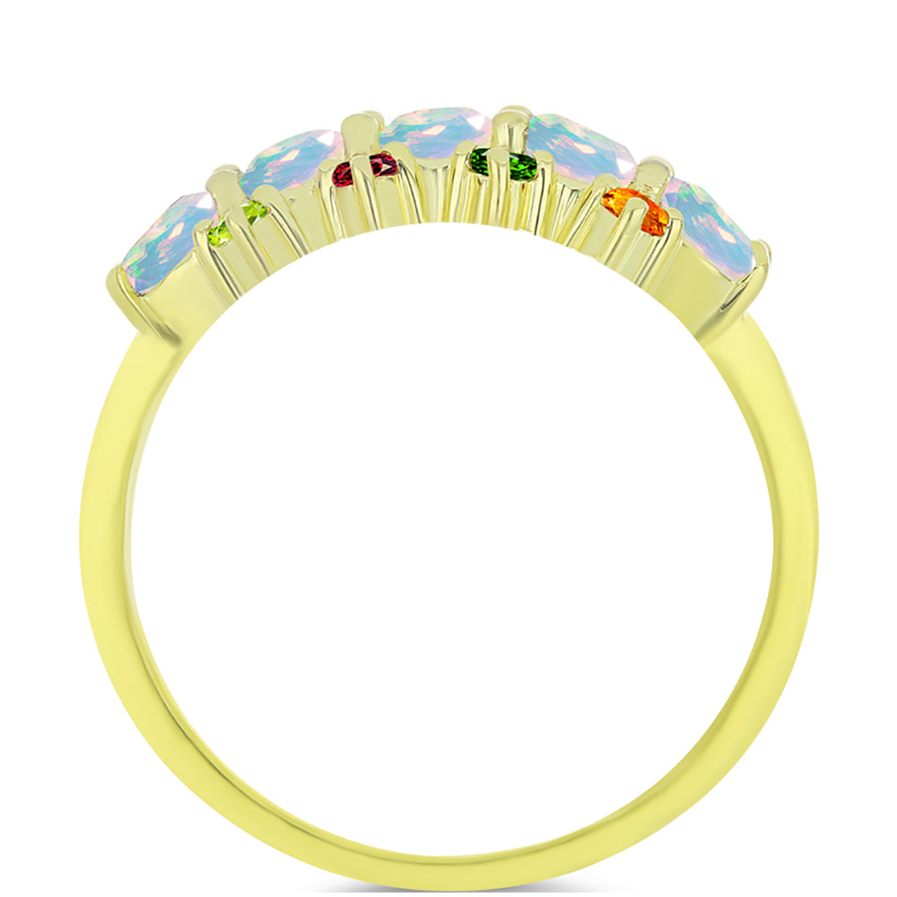 Goldplattierter Silberring mit Welo-Opal und Chakra Turmalin 3 