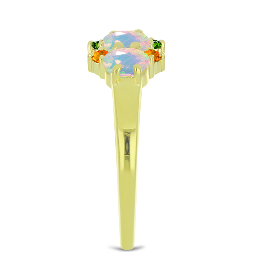 Goldplattierter Silberring mit Welo-Opal und Chakra Turmalin 4 