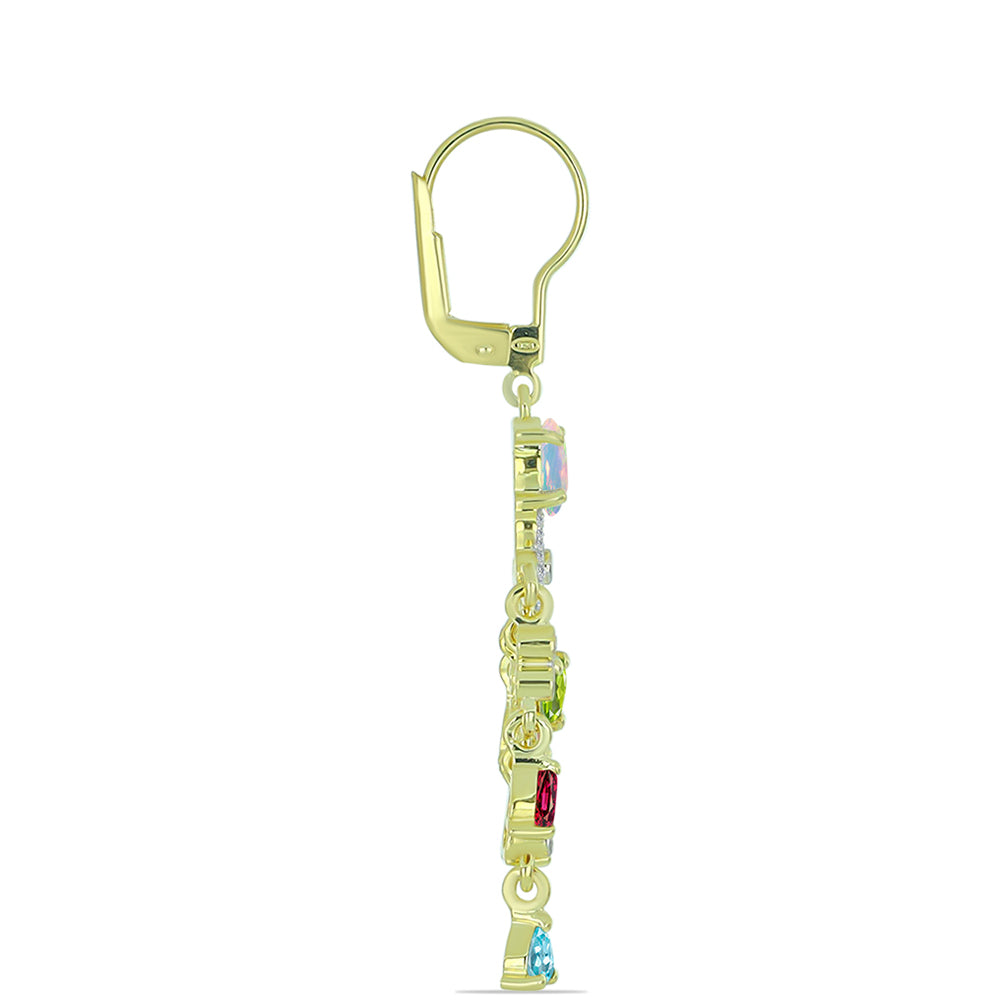 Goldplattierte Silberohrringe mit Welo-Opal und Chakra Turmalin 2 