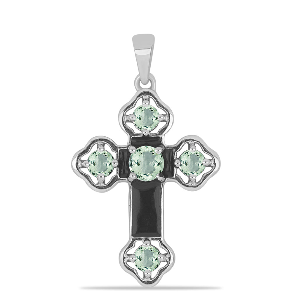 Silberanhänger mit grünem Amethyst 1 