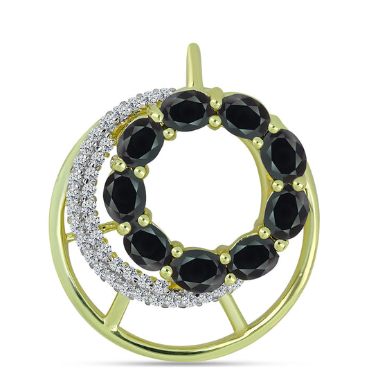 Goldplattierter Silberanhänger mit Obsidian und weißem Topas