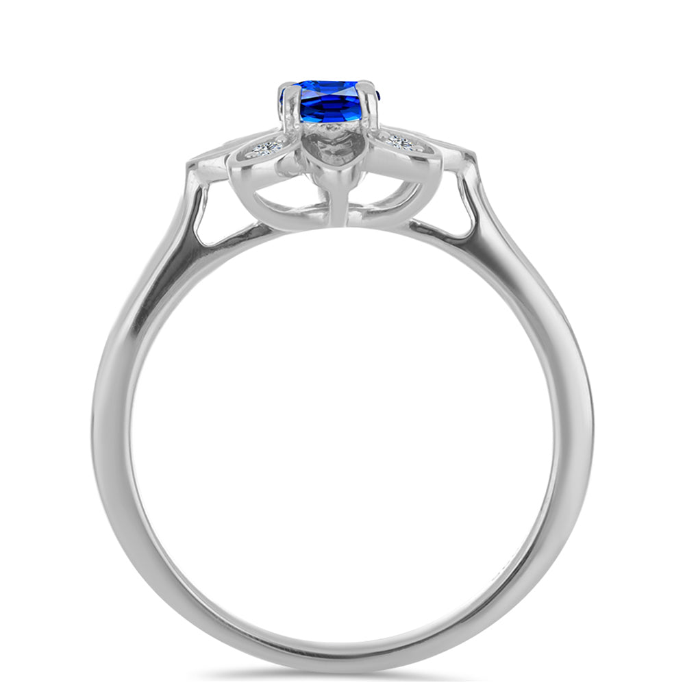 Silberring mit australischem blauem Saphir und weißem Topas 2 