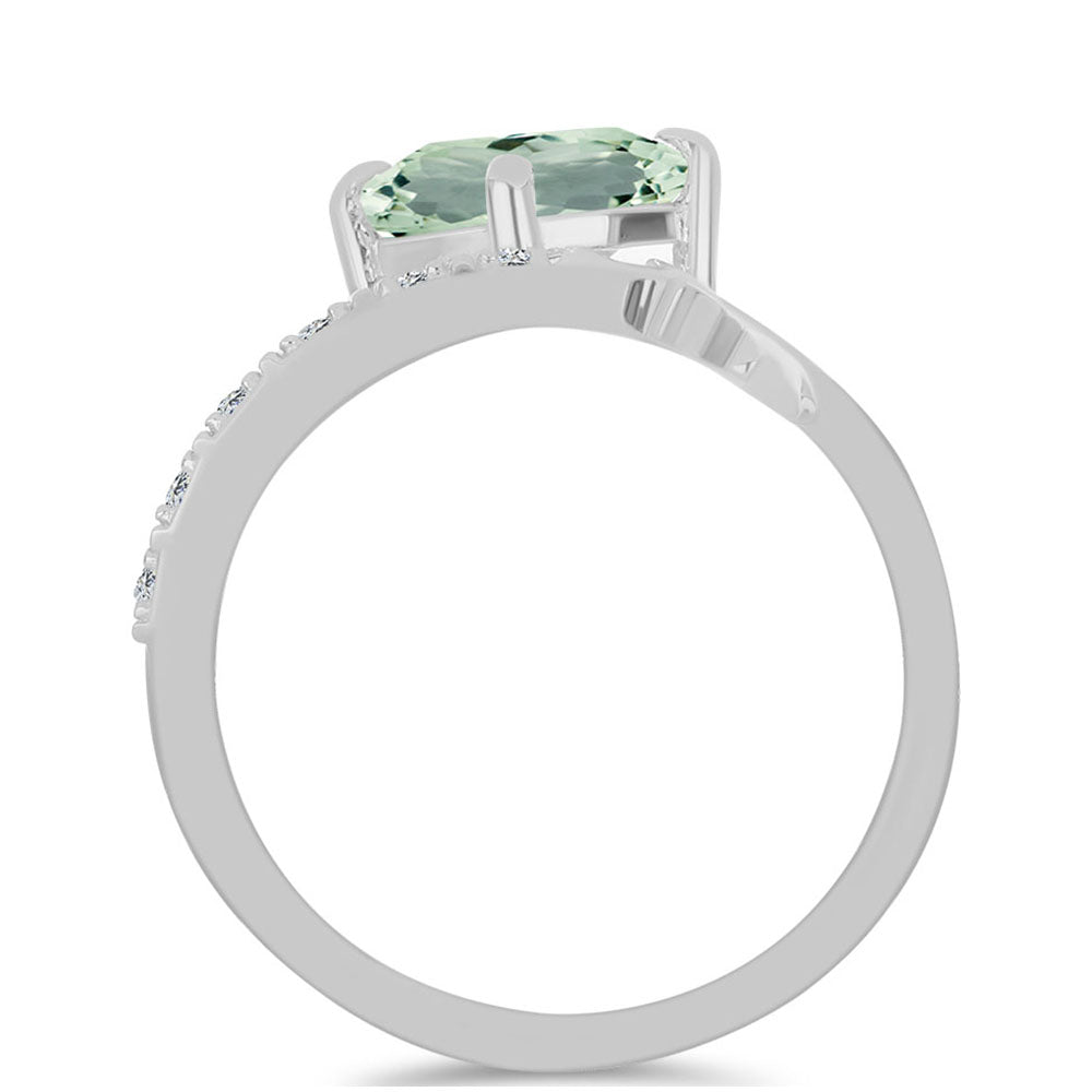 Silberring mit grünem Amethyst und weißem Topas 2 