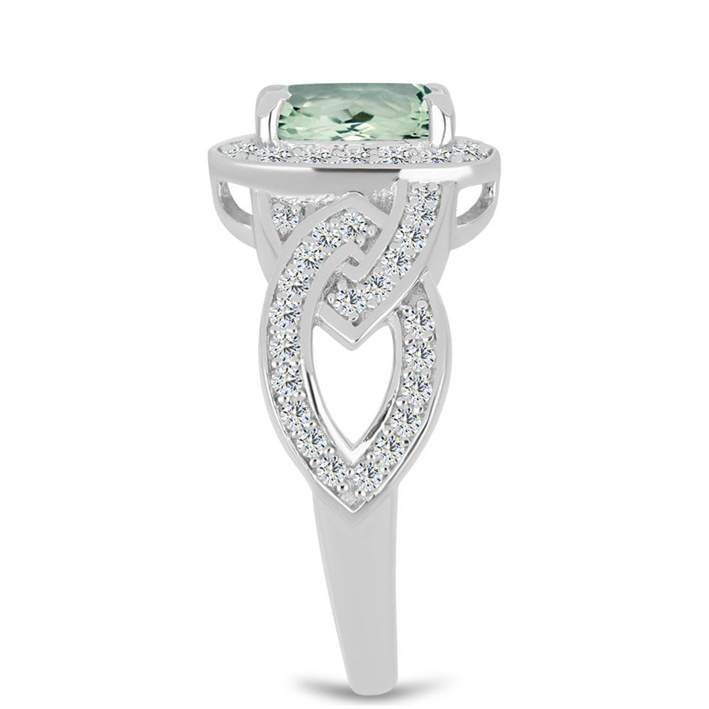 Silberring mit grünem Amethyst und weißem Topas 4 