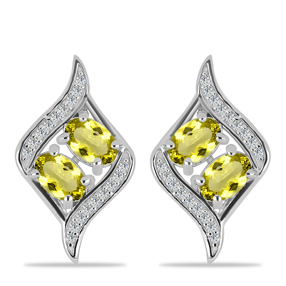 Silberohrringe mit Zitronentopas und weißem Topas