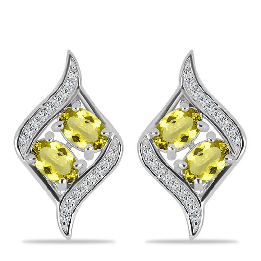 Silberohrringe mit Zitronentopas und weißem Topas