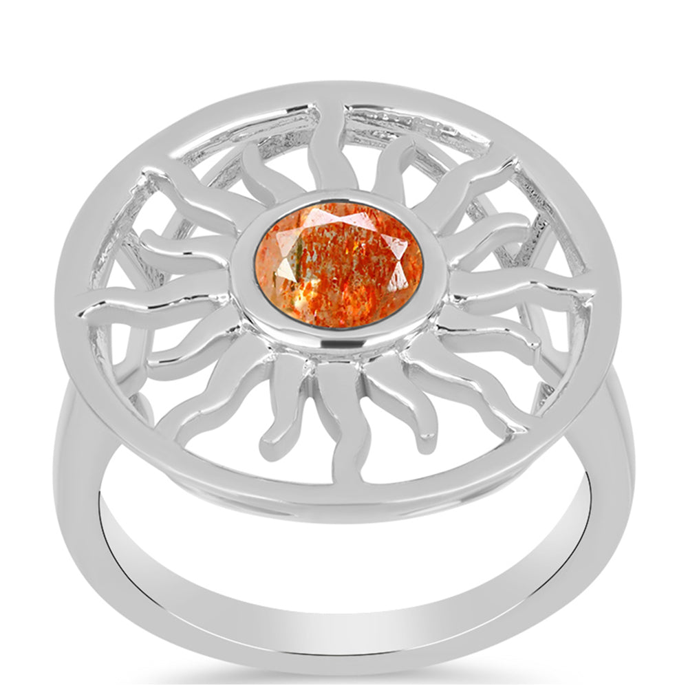 Silberring mit Sonnenstein aus Oregon