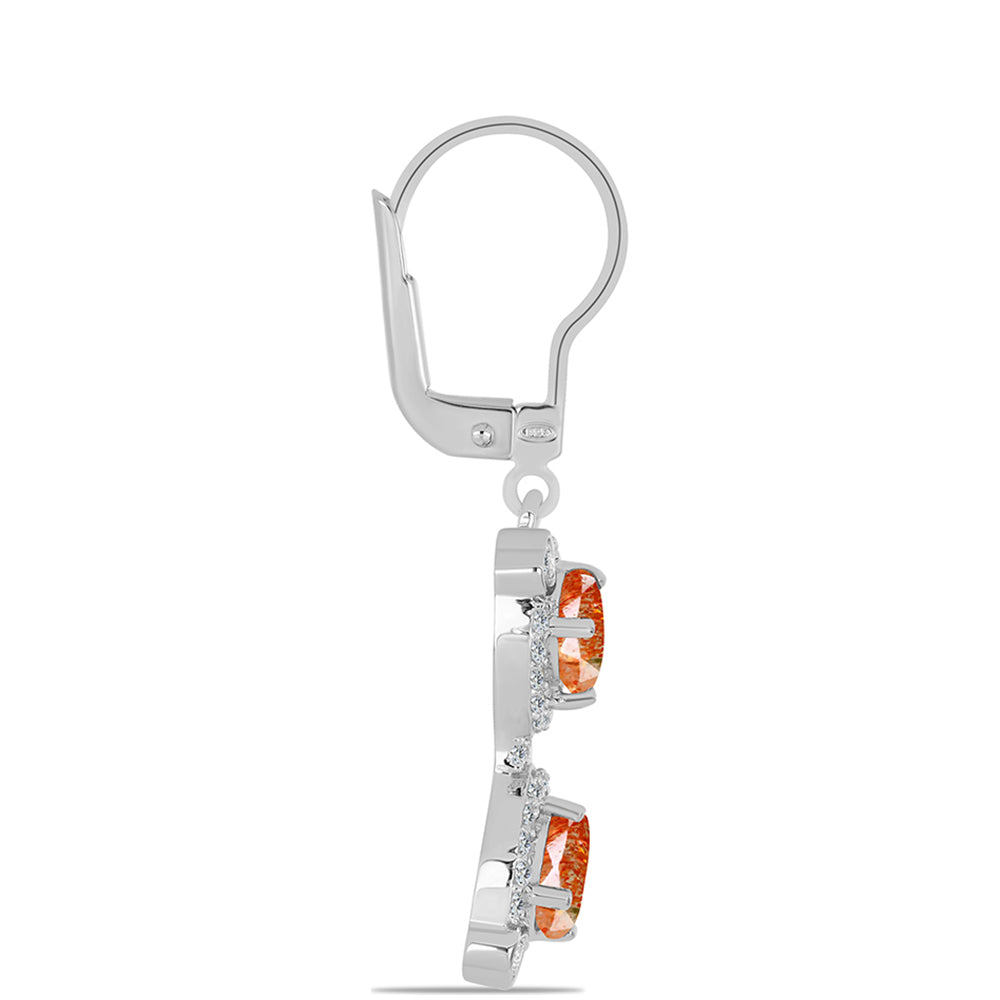 Silberohrringe mit Sonnenstein aus Oregon und weißem Topas