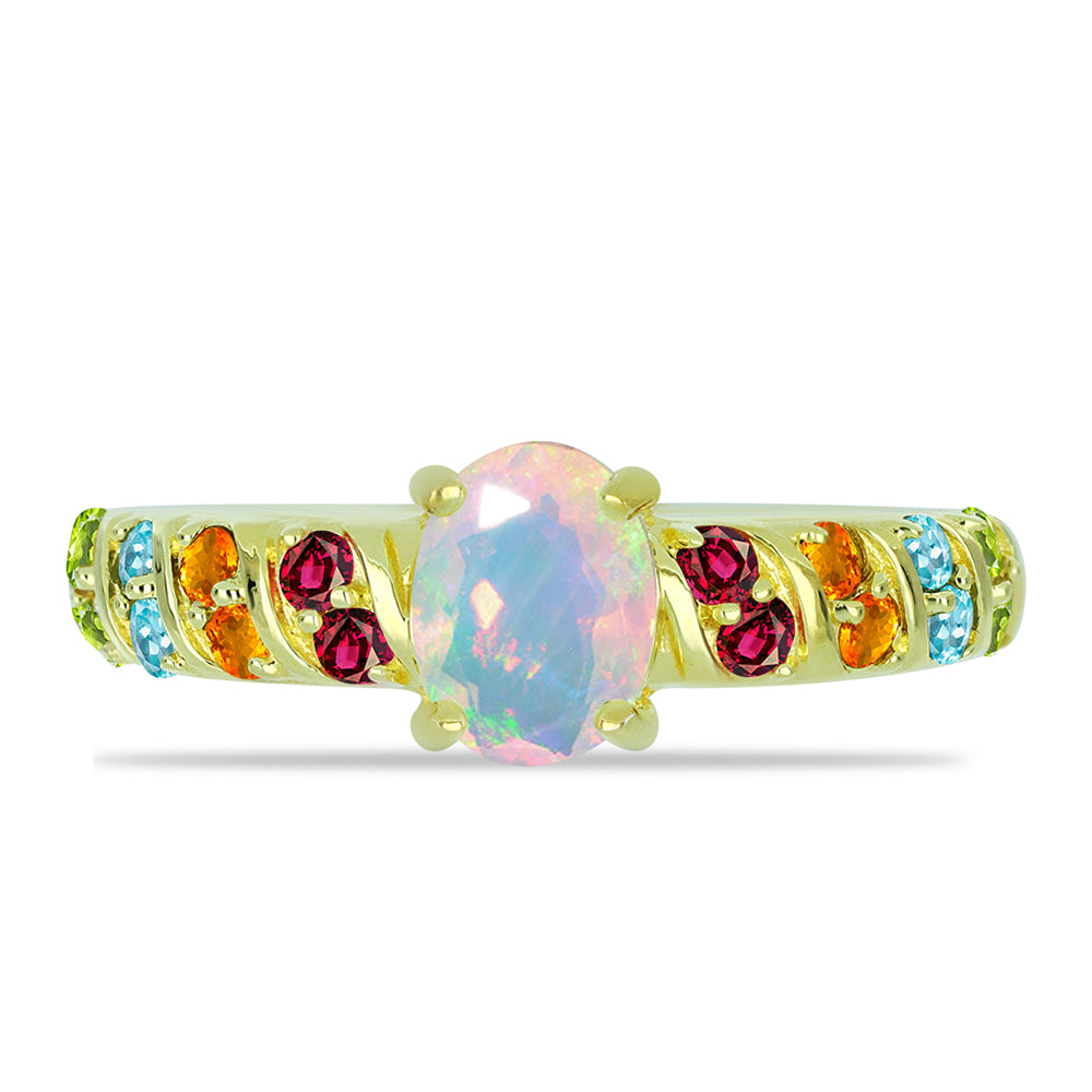 Goldplattierter Silberring mit Welo-Opal und Chakra Turmalin 2 