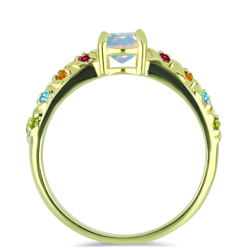 Goldplattierter Silberring mit Welo-Opal und Chakra Turmalin