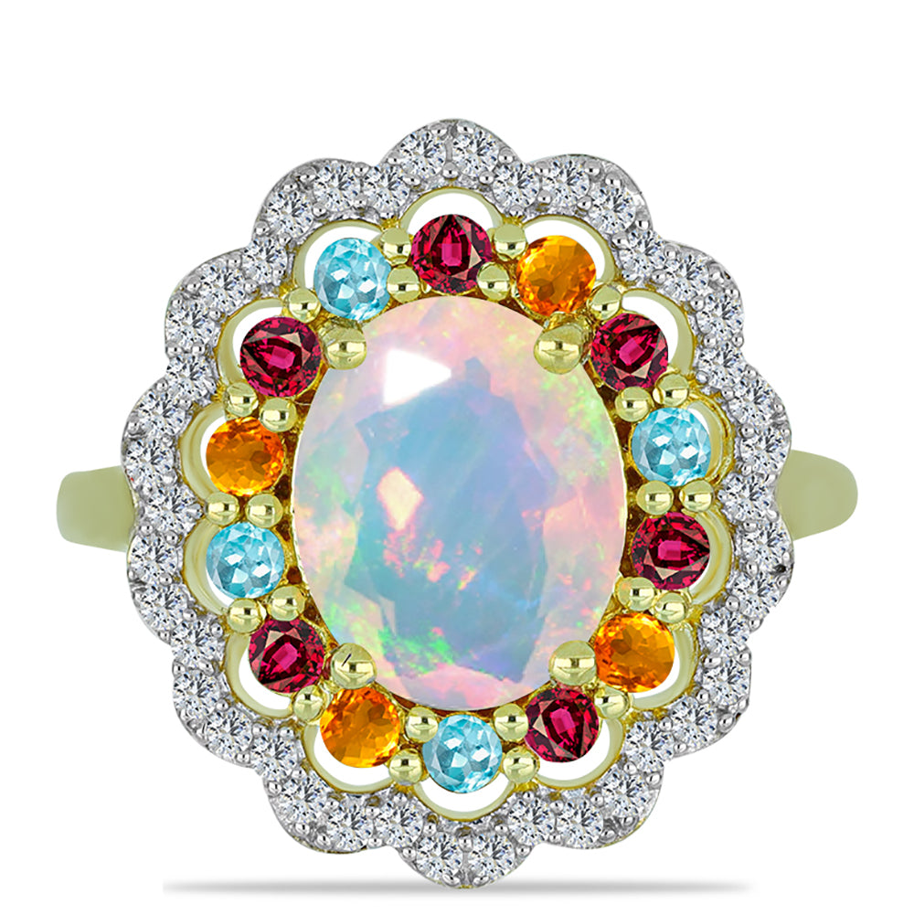 Goldplattierter Silberring mit Welo-Opal und Chakra Turmalin 1 