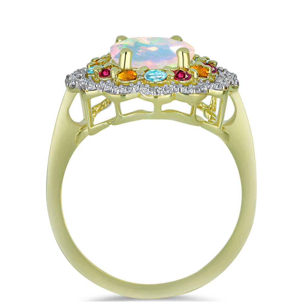 Goldplattierter Silberring mit Welo-Opal und Chakra Turmalin 2 