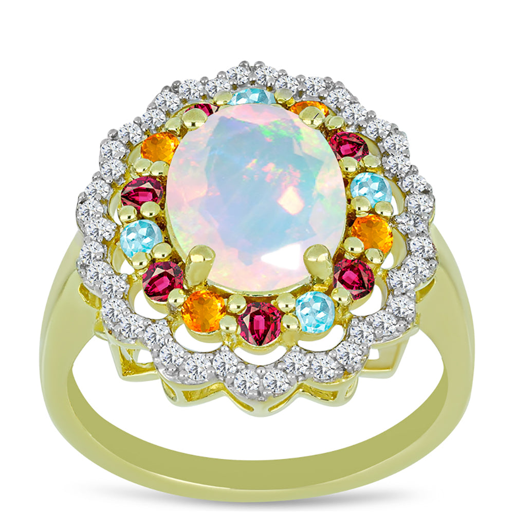 Goldplattierter Silberring mit Welo-Opal und Chakra Turmalin 3 