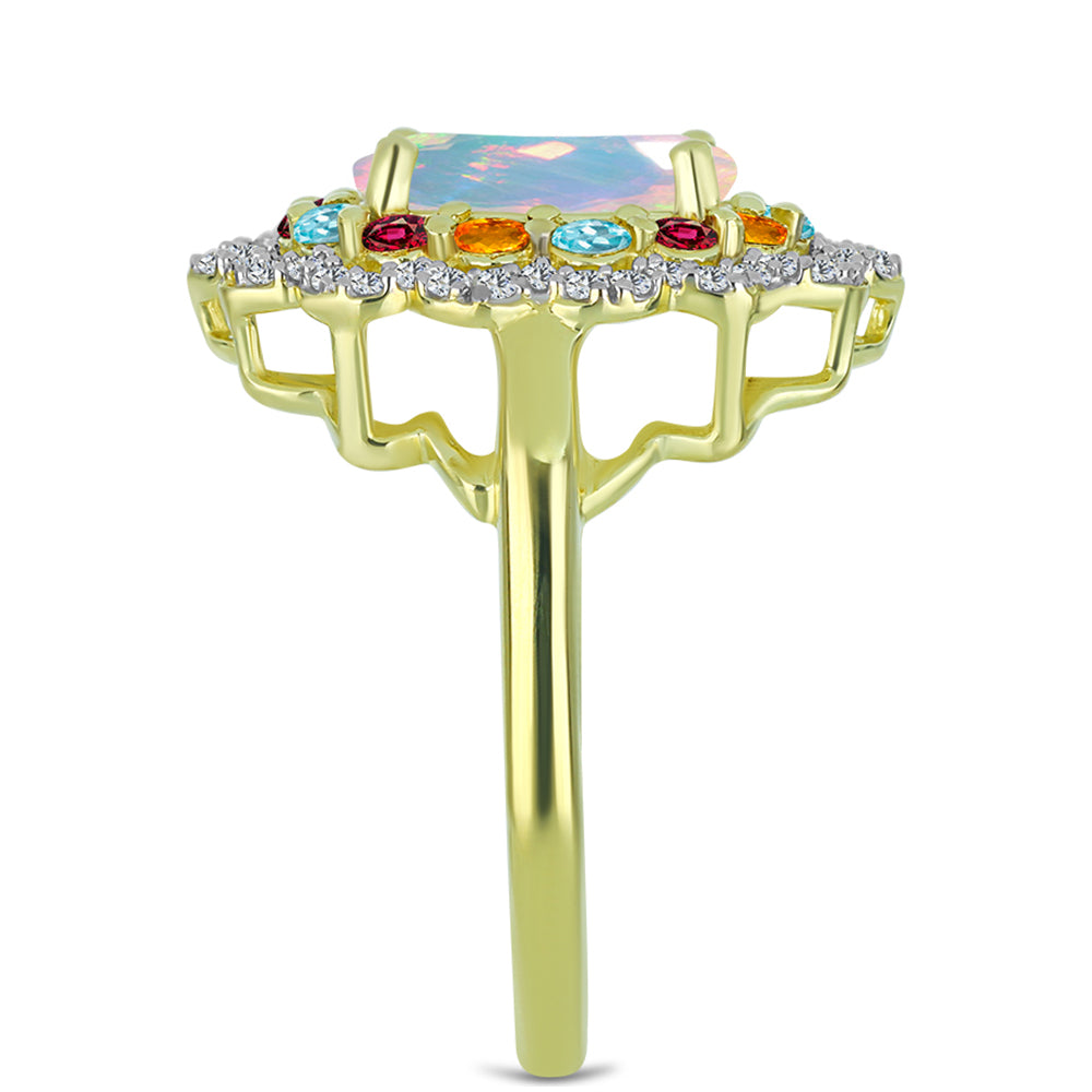 Goldplattierter Silberring mit Welo-Opal und Chakra Turmalin 4 