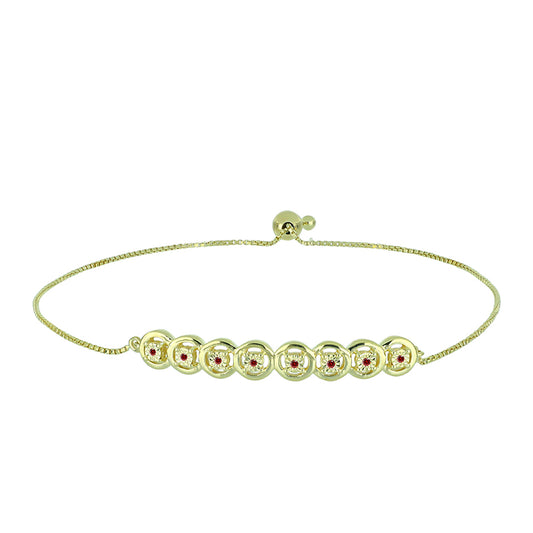 Goldplattiertes Silberarmband mit rotem Diamant