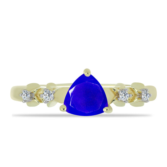 Goldplattierter Silberring mit blauem Achat und weißem Topas