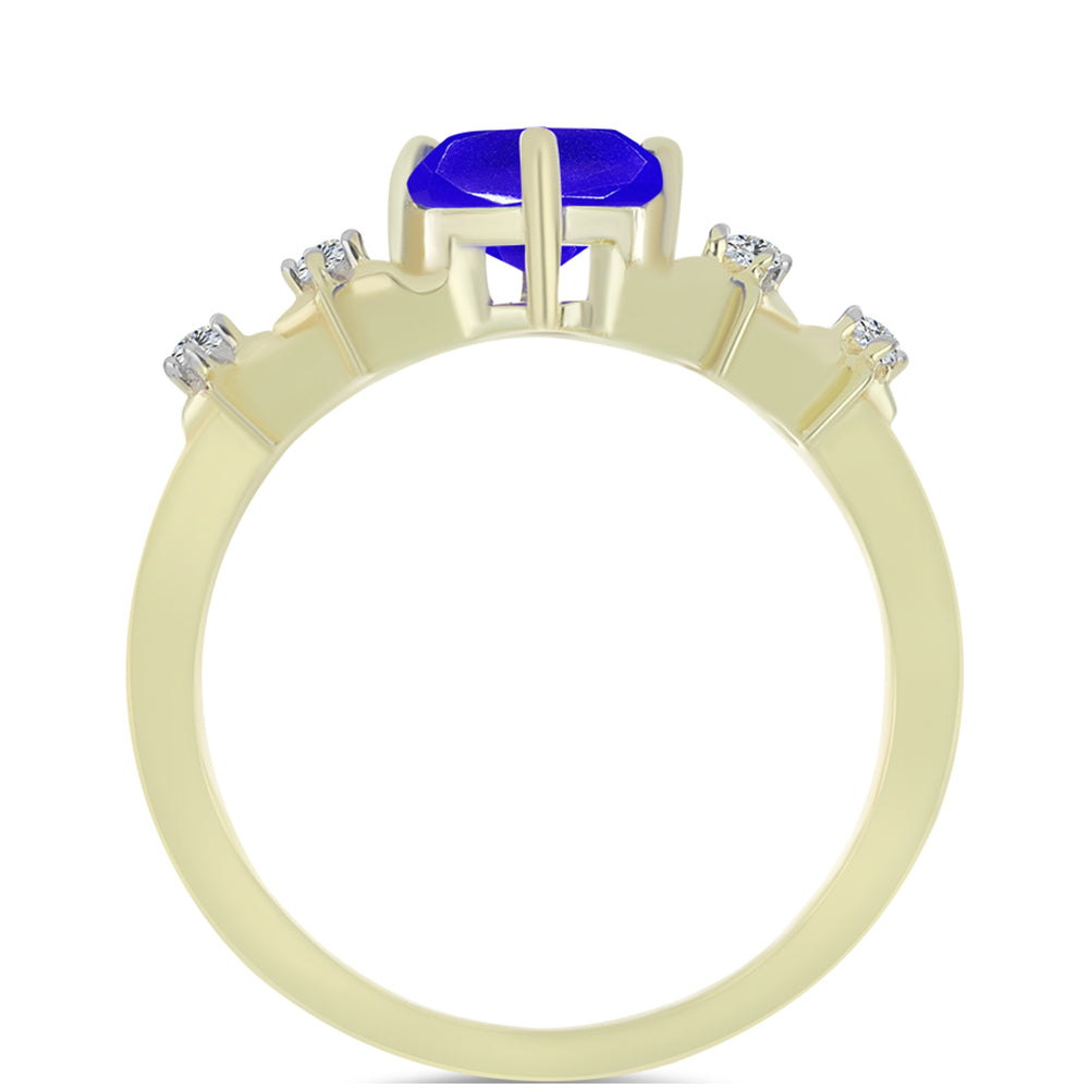 Goldplattierter Silberring mit blauem Achat und weißem Topas 2 