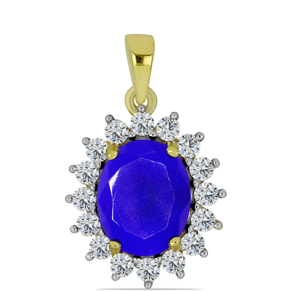 Goldplattierter Silberanhänger mit blauem Achat und weißem Topas