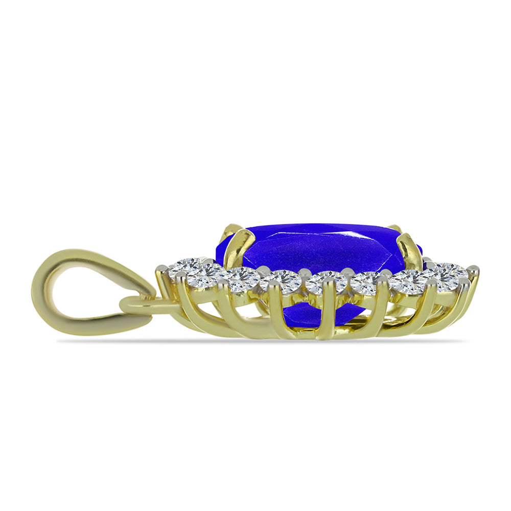 Goldplattierter Silberanhänger mit blauem Achat und weißem Topas