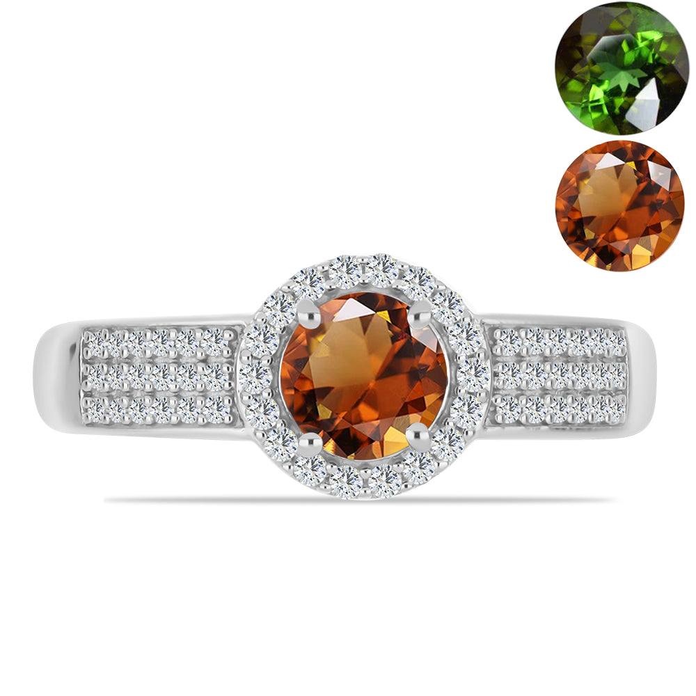 Silberring mit zertifiziertem laborgezüchteten Zultanit aus Anatolien und weißem Topas 1 