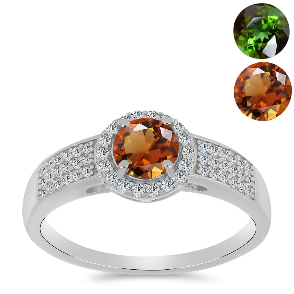 Silberring mit zertifiziertem laborgezüchteten Zultanit aus Anatolien und weißem Topas 3 