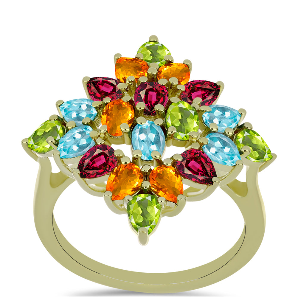 Goldplattierter Silberring mit Chakra Turmalin