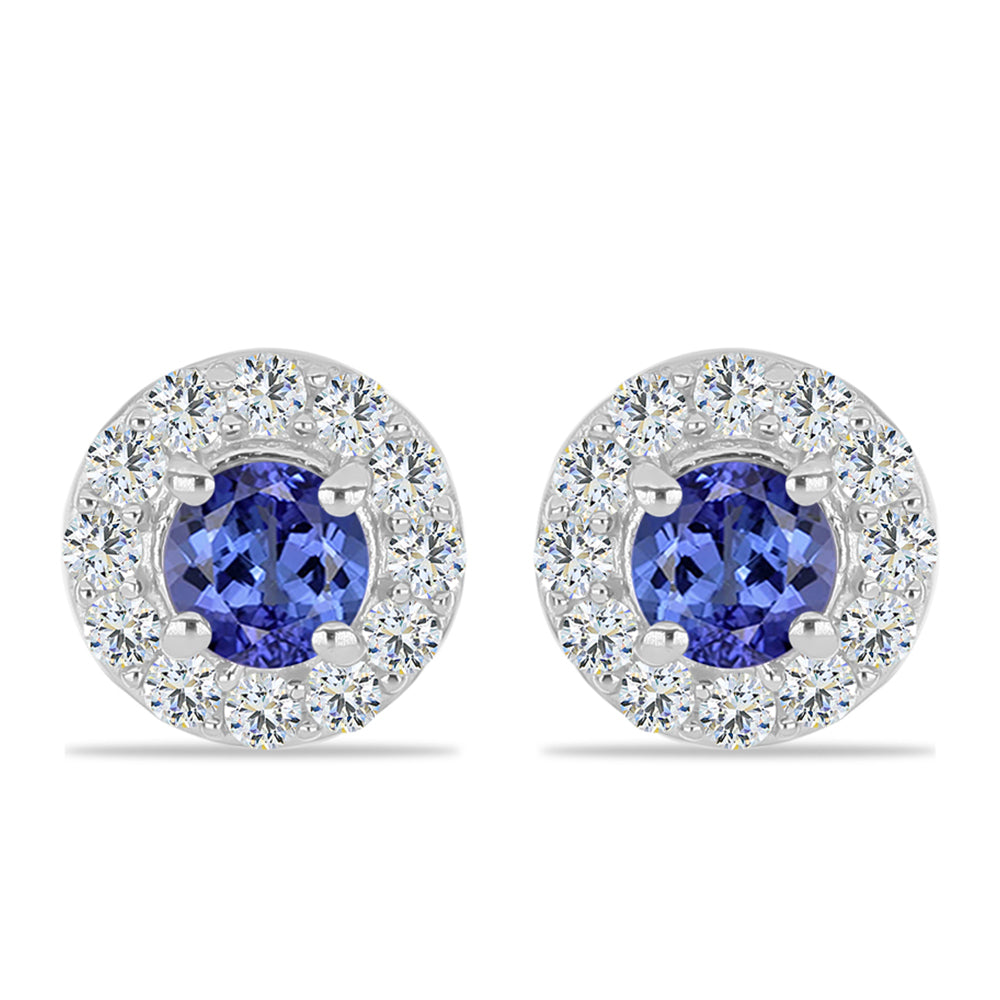 Silberohrringe mit Tansanit und weißem Topas 1 