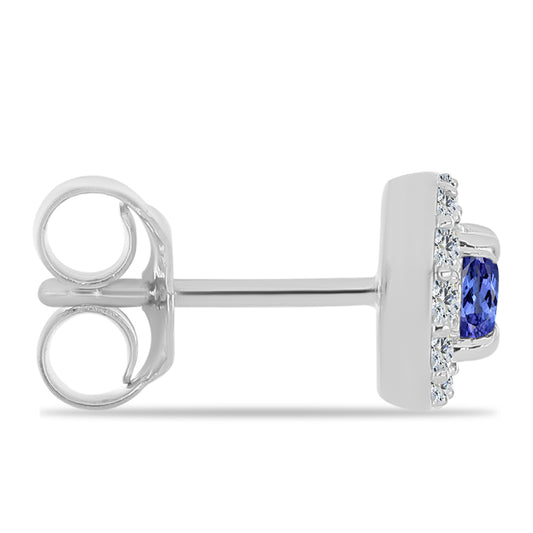 Silberohrringe mit Tansanit und weißem Topas