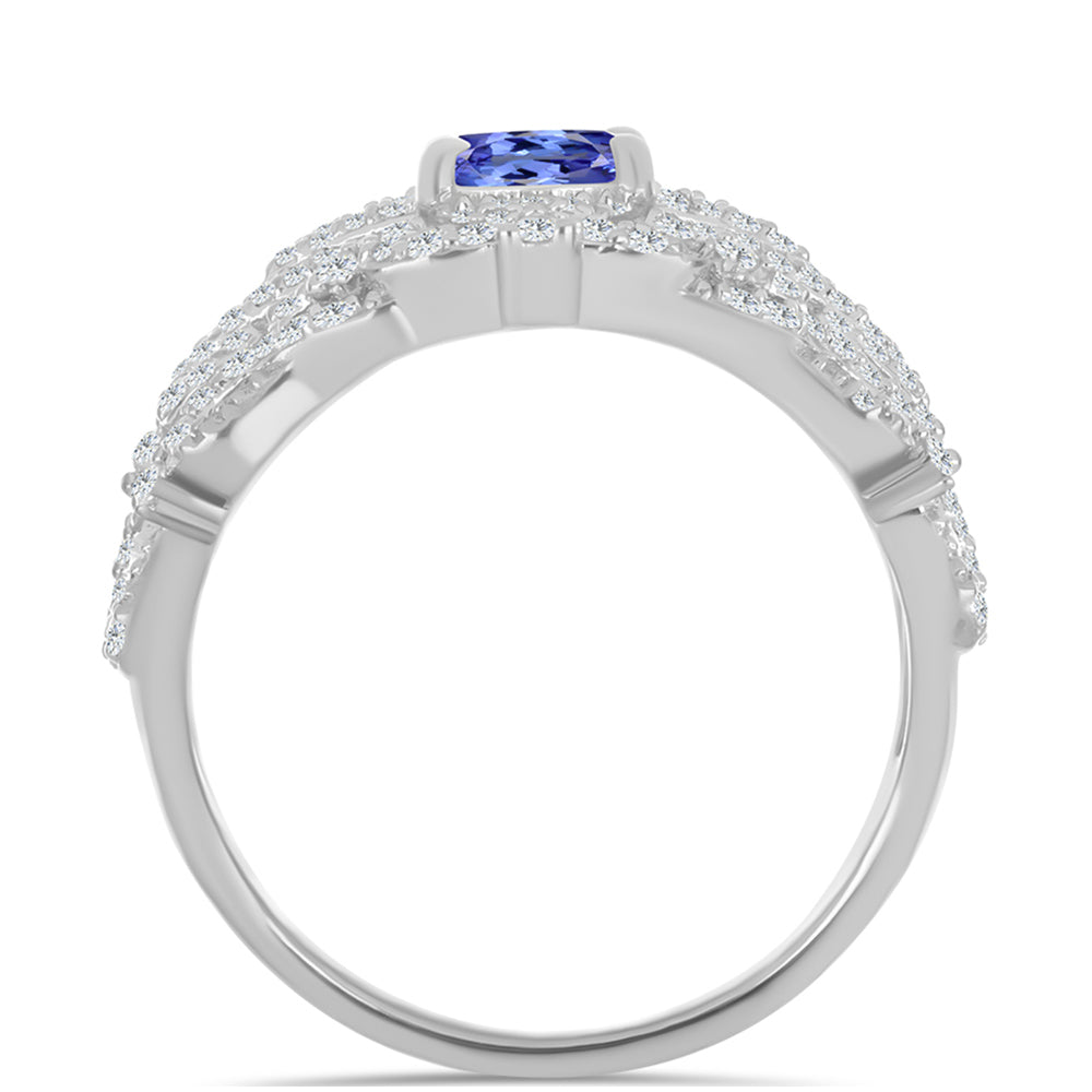 Silberring mit Tansanit und weißem Topas 2 