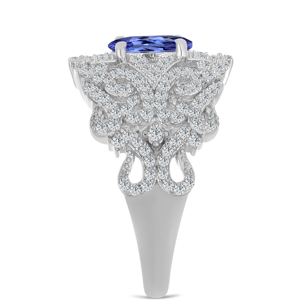 Silberring mit Tansanit und weißem Topas 4 