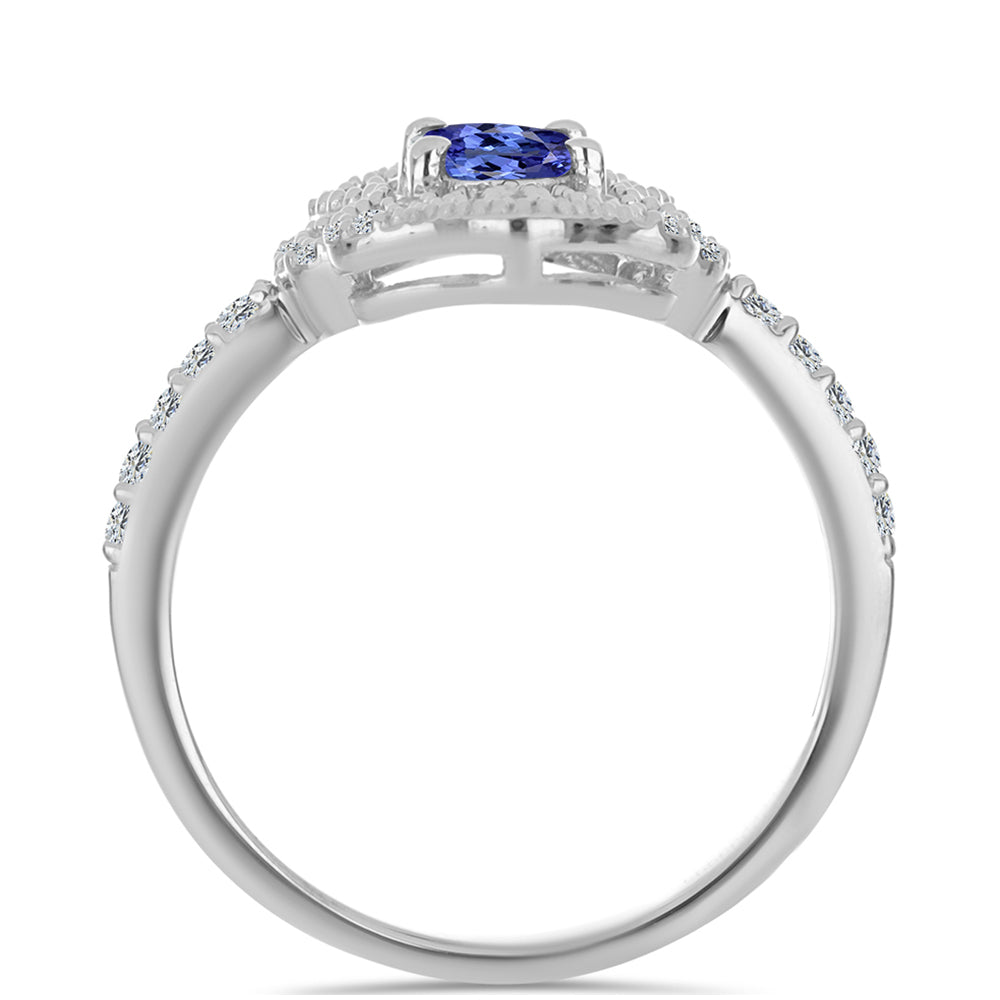 Silberring mit Tansanit und weißem Topas 2 