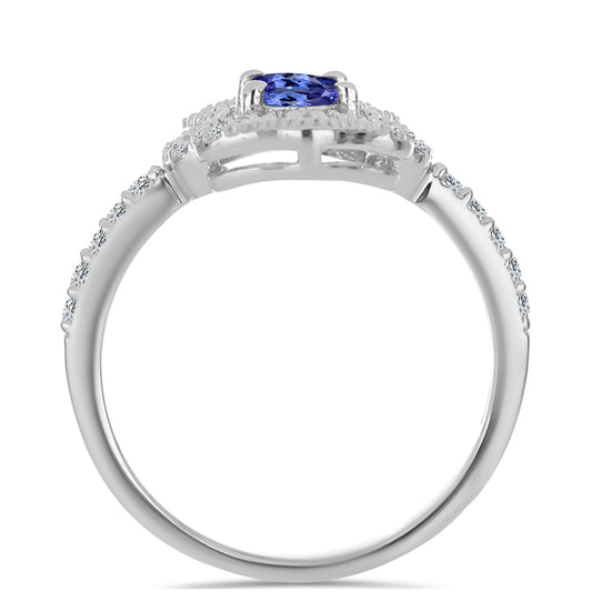 Silberring mit Tansanit und weißem Topas