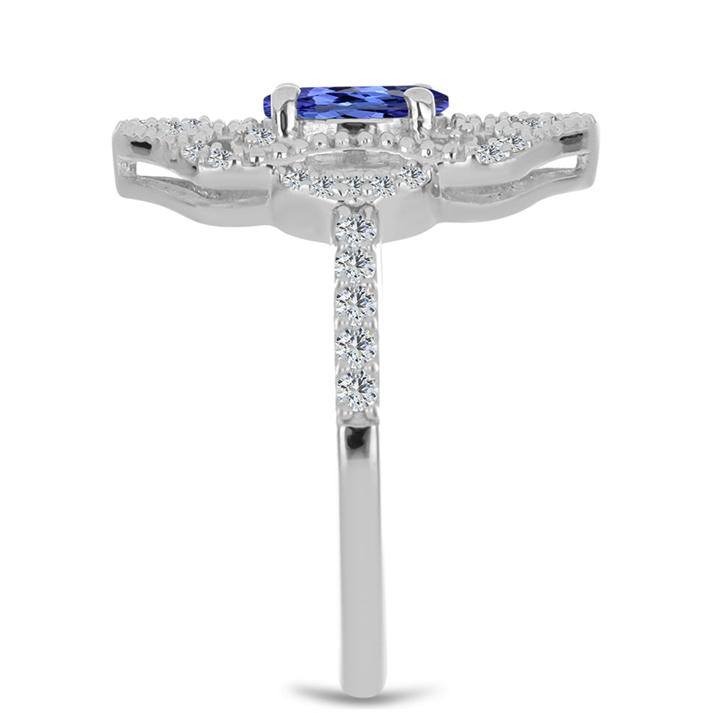 Silberring mit Tansanit und weißem Topas