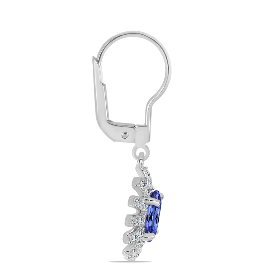 Silberohrringe mit Tansanit und weißem Topas