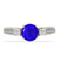 Goldplattierter Silberring mit blauem Achat und weißem Topas