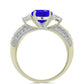 Goldplattierter Silberring mit blauem Achat und weißem Topas