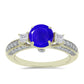 Goldplattierter Silberring mit blauem Achat und weißem Topas