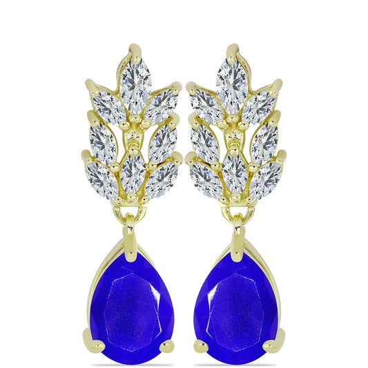 Goldplattierte Silberohrringe mit blauem Achat und weißem Topas