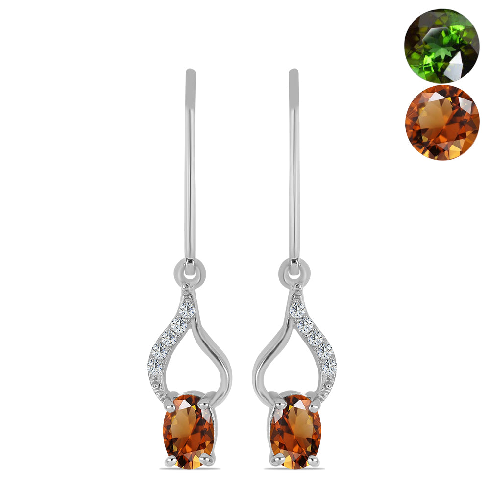 Silberohrringe mit zertifiziertem laborgezüchteten Zultanit aus Anatolien und weißem Topas 1 