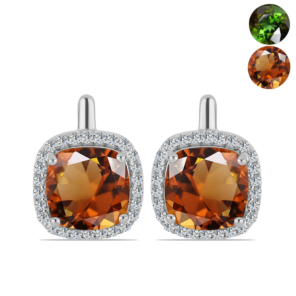 Silberohrringe mit zertifiziertem laborgezüchteten Zultanit aus Anatolien und weißem Topas 1 